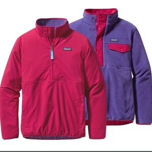 Patagonia Glissade Reversible Pink and Purple Tiffany Blue Fleece Pullover
